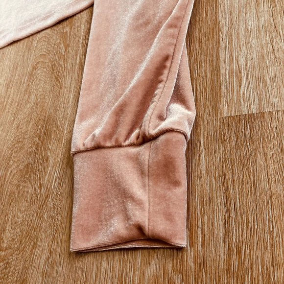 Lord & Taylor Design Lab rose pink velvet cropped hoodie - Picture 2 of 6